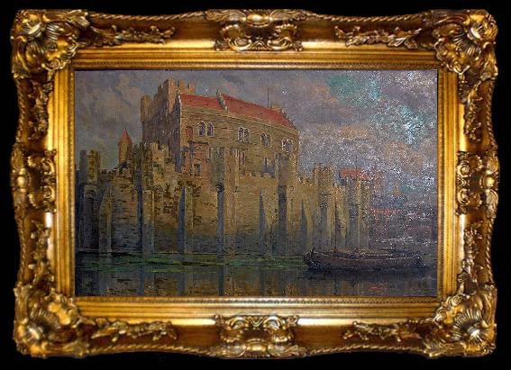framed  Georges Jansoone The Gravensteen in Ghent, ta009-2